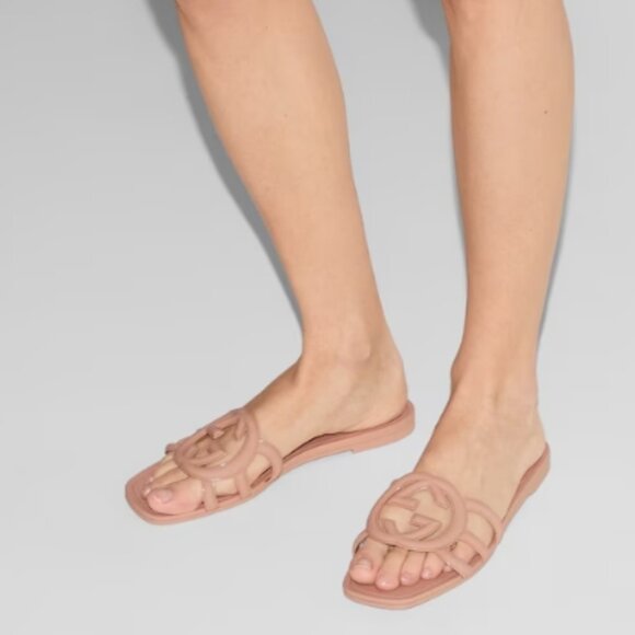 Gucci Shoes - Gucci Light Beige Interlocking G Slide Sandal